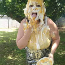Darkabyss445: Custard Cream Pies in Leather Skirt Business Attire Part 1