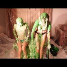 RevSlymsford: Kaydens and Jade Pie and Slime Each Other Wearing Pantyhose