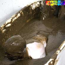 WamtasticUK: MessySte Red Suit Mud Bath