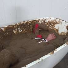 WamtasticUK: MessySte Red Suit Mud Bath