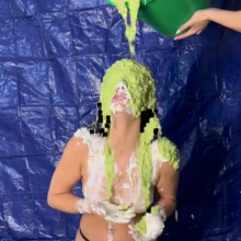 Slimed Models: Gabriela Gets Nasty Pied and Nasty Slimed Topless!