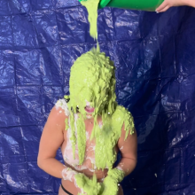 Slimed Models: Gabriela Gets Nasty Pied and Nasty Slimed Topless!