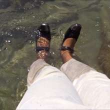 carlosstf33: Walking in River with Shoes and Pantyhose