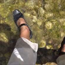 carlosstf33: Walking in River with Shoes and Pantyhose