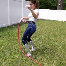 Tight and Wet Clothes: Water Dancing Wearing Jordache Jeans and Boots