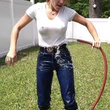 Tight and Wet Clothes: Water Dancing Wearing Jordache Jeans and Boots