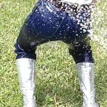 Tight and Wet Clothes: Water Dancing Wearing Jordache Jeans and Boots