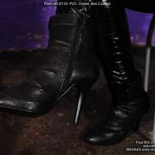 DungeonMasterOne: Lady Rose drenched in custard in a PVC catsuit and satin corset!