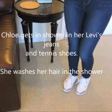 Tight and Wet Clothes: A Tight Levi's Shower