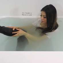 Tight and Wet Clothes: Bathtub in Tight White Dress and Boots