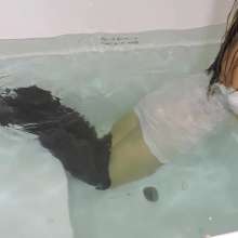 Tight and Wet Clothes: Bathtub in Tight White Dress and Boots