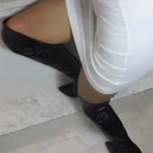 Tight and Wet Clothes: Bathtub in Tight White Dress and Boots