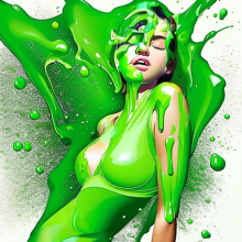 wammypinupart: green slime pics!  (stable diffusion)