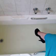 Darkabyss445: Heels and Blue Dress Drenched in the Tub
