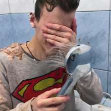 Your Wet Cat: He Was Punished with Lots of Pie and Chocolate on His Head!