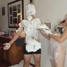 Thefetishgirl: His First Time Being Pied, Things Got White and Covered