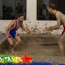 WamtasticUK: James and Adam Suit Strip Singlets Mud Wrestle