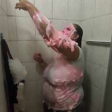 Darkabyss445: Messy UV Pies Clean up in the Shower