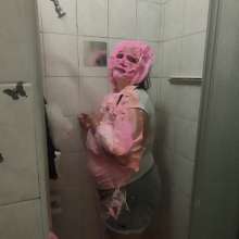 Darkabyss445: Messy UV Pies Clean up in the Shower