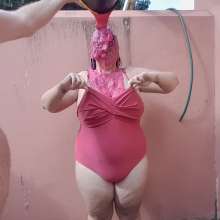 Darkabyss445: Pink Swimsuit Filling with Slime