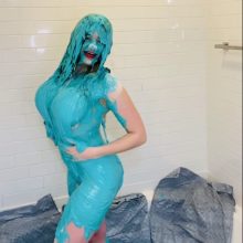 Slimed Models: Anastasia Gets Sexy With Blue Cake Batter