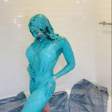 Slimed Models: Anastasia Gets Sexy With Blue Cake Batter