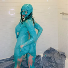 Slimed Models: Anastasia Gets Sexy With Blue Cake Batter
