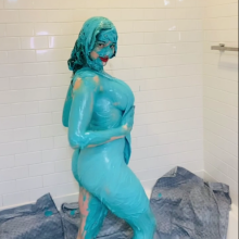 Slimed Models: Anastasia Gets Sexy With Blue Cake Batter