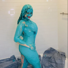 Slimed Models: Anastasia Gets Sexy With Blue Cake Batter