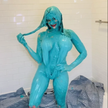 Slimed Models: Anastasia Gets Sexy With Blue Cake Batter