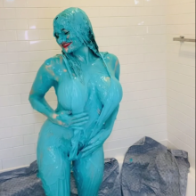 Slimed Models: Anastasia Gets Sexy With Blue Cake Batter