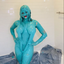 Slimed Models: Anastasia Gets Sexy With Blue Cake Batter