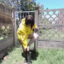 Darkabyss445: Sexy Rainwear and Fishnets Getting Gunged