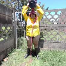Darkabyss445: Sexy Rainwear and Fishnets Getting Gunged