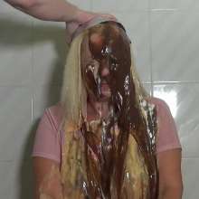 Big_Tits_Gunge: The Cute Cleaner Gets Chocolate and Custard Pies