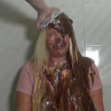 Big_Tits_Gunge: The Cute Cleaner Gets Chocolate and Custard Pies