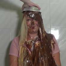Big_Tits_Gunge: The Cute Cleaner Gets Chocolate and Custard Pies
