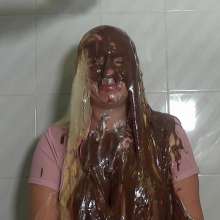 Big_Tits_Gunge: The Cute Cleaner Gets Chocolate and Custard Pies