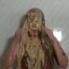 Big_Tits_Gunge: The Cute Cleaner Gets Chocolate and Custard Pies