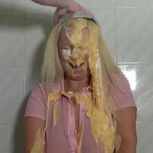 Big_Tits_Gunge: The Cute Cleaner Gets Chocolate and Custard Pies