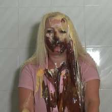 Big_Tits_Gunge: The Cute Cleaner Gets Chocolate and Custard Pies