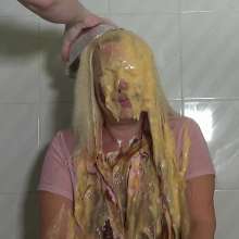 Big_Tits_Gunge: The Cute Cleaner Gets Chocolate and Custard Pies
