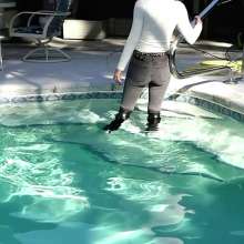 Tight and Wet Clothes: Tight Jeans and Stiletto Boots in the Pool