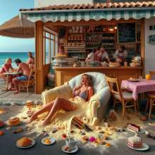 PieForPedro: Cake sitting on the coast