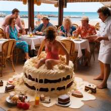 PieForPedro: Cake sitting on the coast