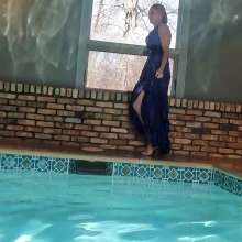 WetlookFashion: Angel Swims In Her Stunning Blue Evening Gown