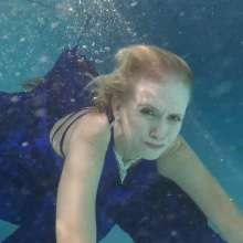 WetlookFashion: Angel Swims In Her Stunning Blue Evening Gown