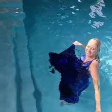 WetlookFashion: Angel Swims In Her Stunning Blue Evening Gown