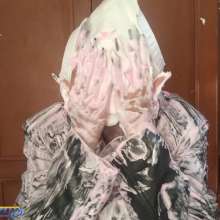 Hikari-Studio-Wam: Destroying My Leather Suit with Pie and Rainbow Frosting