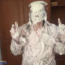 Hikari-Studio-Wam: Destroying My Leather Suit with Pie and Rainbow Frosting
